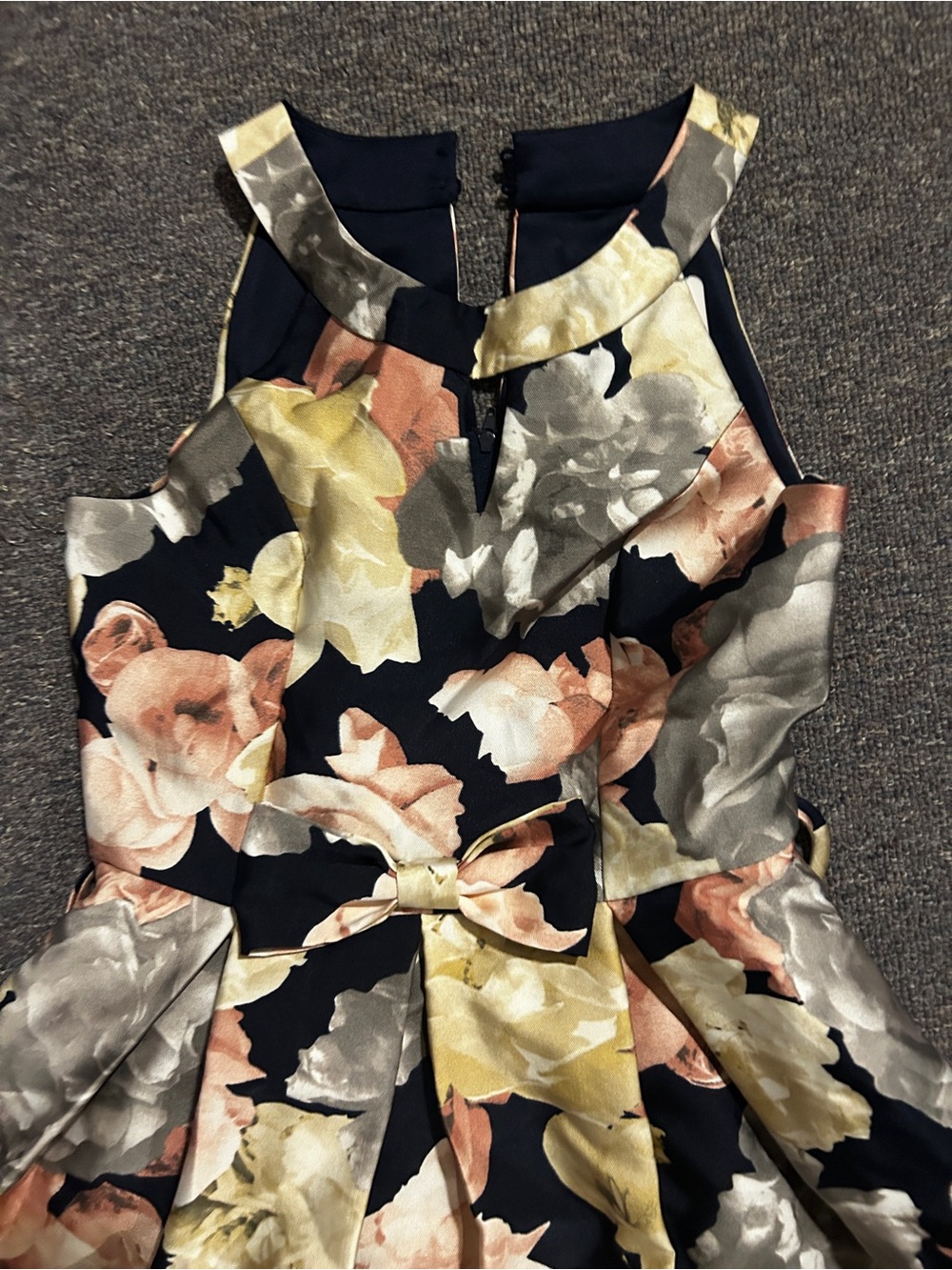 Speechless Kids floral High-Low Halter Dress - Navy with Blush & Cream Floral - Picture 7 of 7